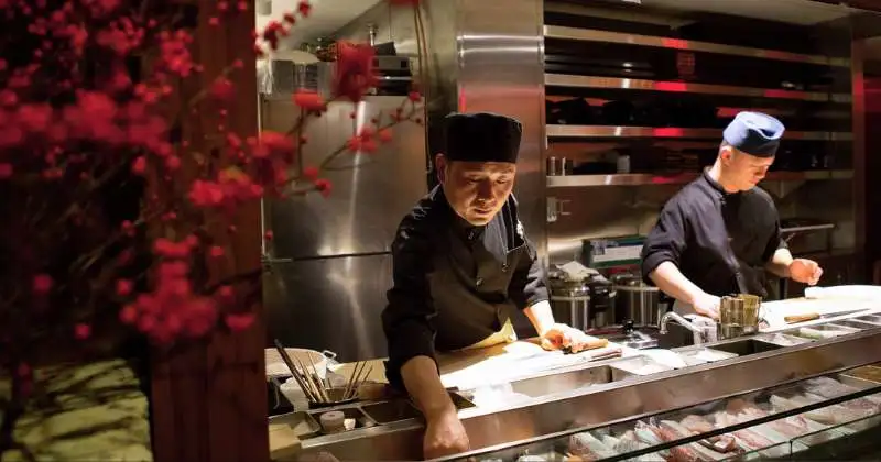 chefs in a kappo restaurant