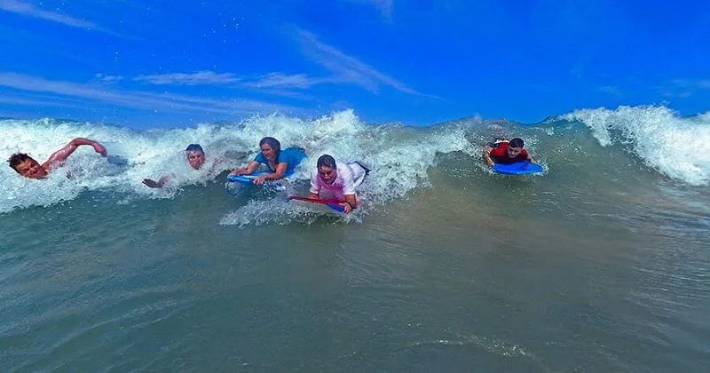 Boogie boarding on Crystal Beach Texas